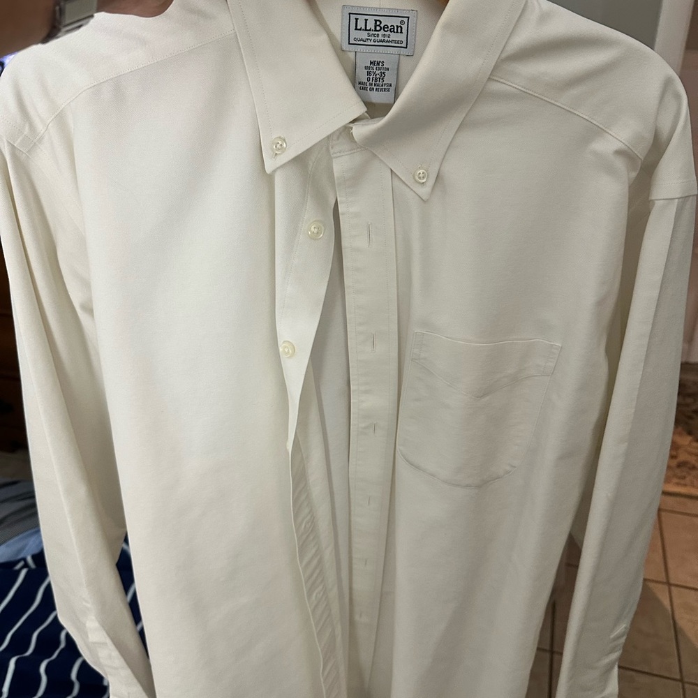 L.L. Bean Men's Button-Down Cream Shirt